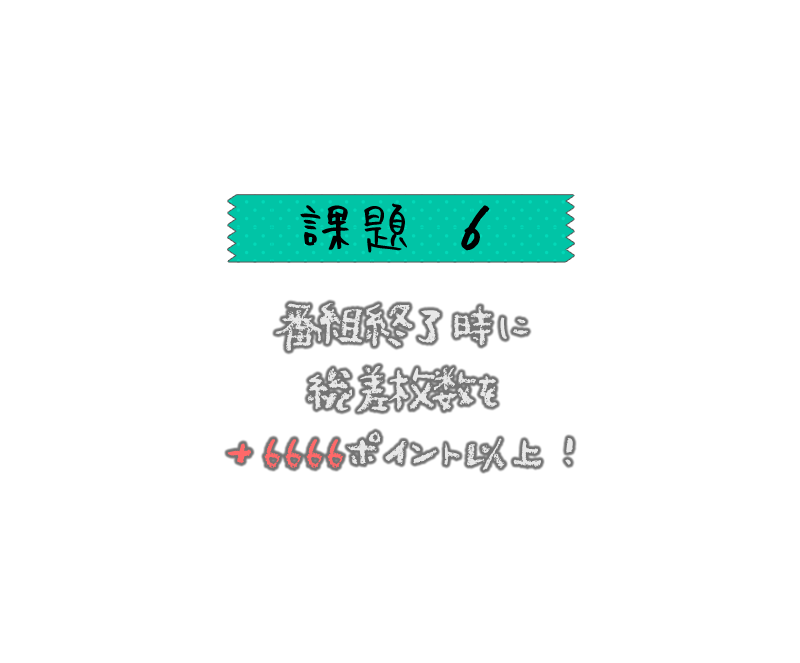 番組終了時に、総差枚数を＋6666ポイント以上にすること！